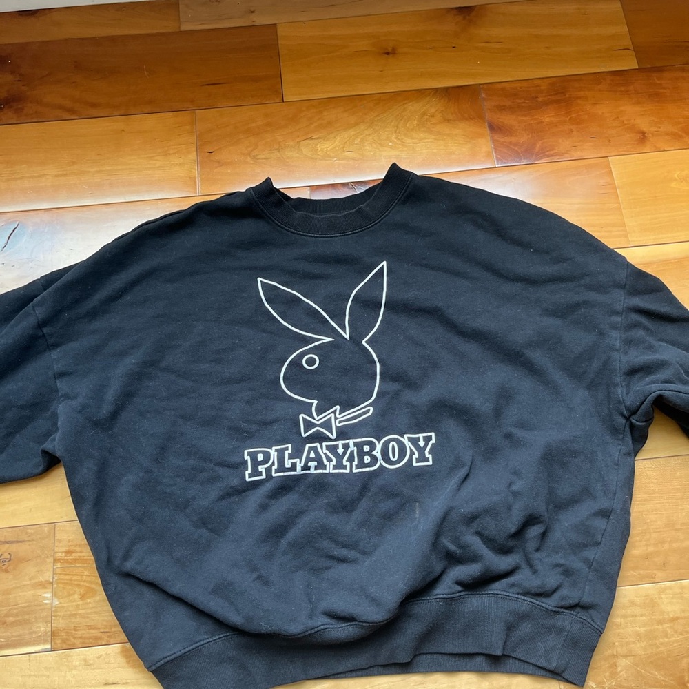 PLAYBOY Black Crewneck with Iconic Logo